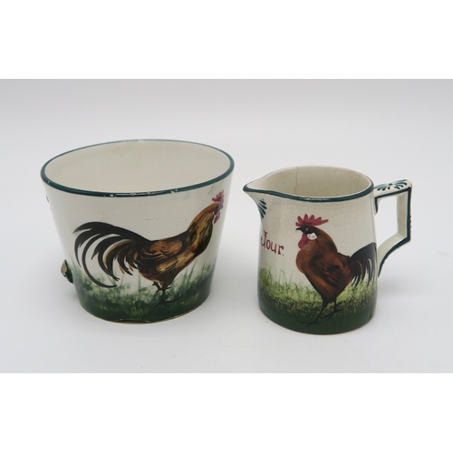 2255 - A SMALL COLLECTION OF WEMYSS WAREall painted with brown cockerel and hen including a Bon Jour plate,... 