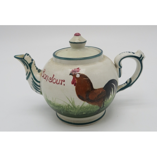 2255 - A SMALL COLLECTION OF WEMYSS WAREall painted with brown cockerel and hen including a Bon Jour plate,... 