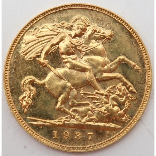 252 - GEORGE VI 1937 half sovereign coin 4 grams