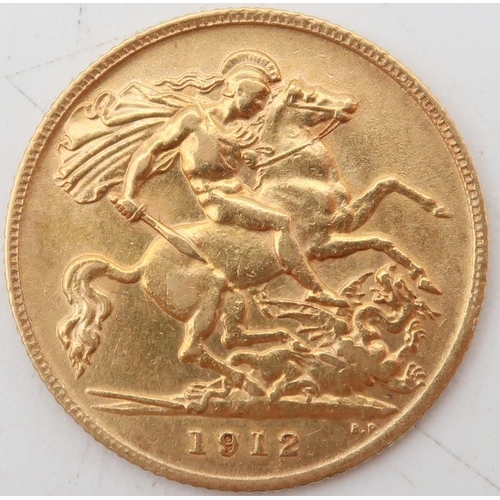 253 - GEORGE V 1912 half sovereign coin 4 grams