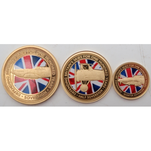 271 - HATTONS OF LONDON The 2018 Defence of Our Skies Colour Sovereign Gold Series, including soverei... 