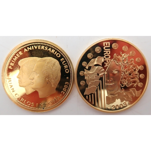 278 - The 1st Anniversary of the Euro Two Gold Coin Prestige SetObverse the superimposed effigies of SS. M... 