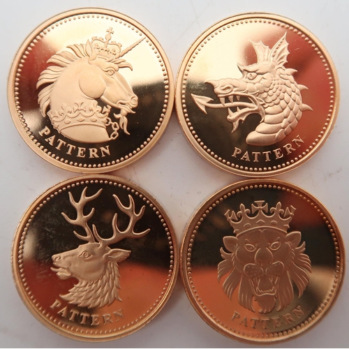 283 - ROYAL MINT Gold One Pound Pattern Collection Heraldic Beasts 2004 a 4 coin set.Unicorn Scotland... 