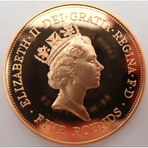 284 - ELIZABETH II (1952-2022)ROYAL MINT Gold Proof Crown celebrating 'Queen Elizabeth The Queen Mother 90... 