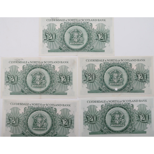 304 - BANKNOTES CLYDESDALE & NORTH OF SCOTLAND BANK LIMITED twenty pound £20 banknotes A091267 C... 