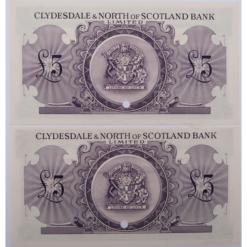 306 - Clydesdale & North of Scotland Bank Limited specimen £5 note 2nd May 1951 Glasgow Campbell and a... 