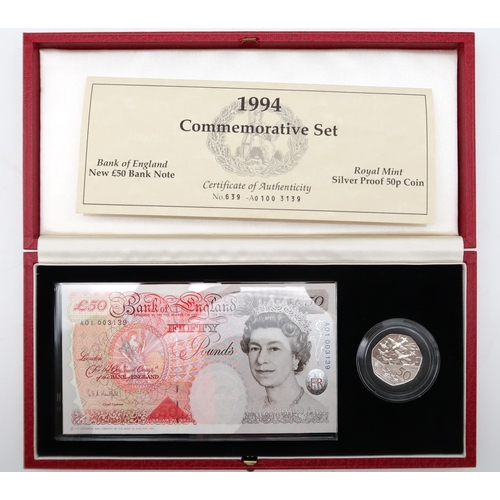 316 - Elizabeth II (1952-2022) Bank of England 1994 Tercentenary  Commemorative Set £50 A01003139 (encapsu... 