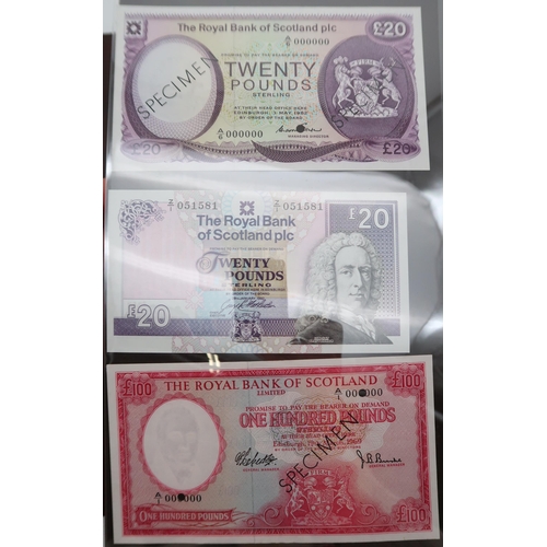 319 - The Royal Bank of Scotland  a collection of banknotes to include specimen examples all denomina... 