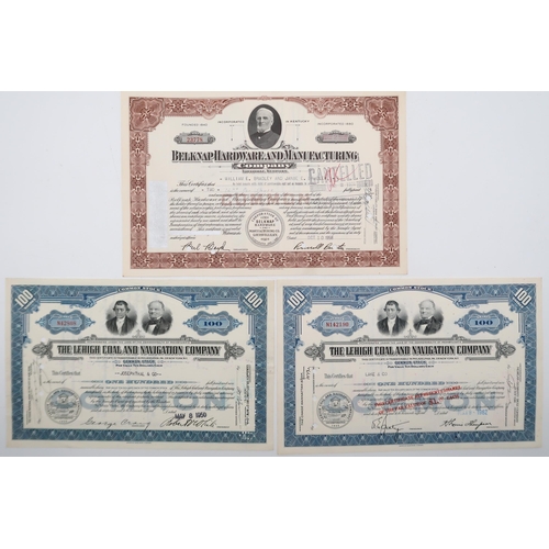 320C - A lot comprising two 20th century The Lehigh Coal and Navigation Company 100 share common stock cert... 