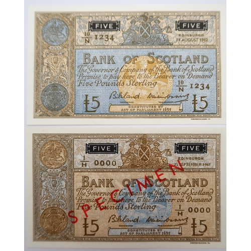 321 - Bank of Scotland  a collection of banknotes with colour variations, specimen and cancelled examples ... 