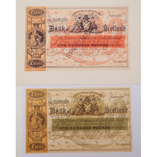 322 - Bank of Scotland Preliminary Experiment Bank Note, a trial experimental £100 banknote in green... 