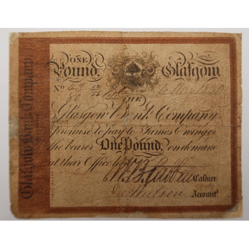 342 - Glasgow Bank Company One Pound circa 1835 No. 43/80 12/55