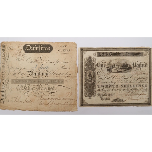 343 - Dumfries Commercial Bank, 1 Guinea, 5 July 1805, serial number 6/299, Leith Banking Company One Poun... 