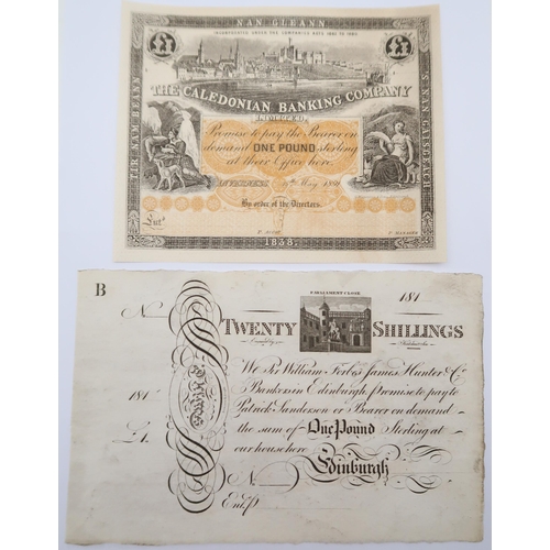 344 - The Caledonian Banking Company,£1, 15 May 1891, proof, without serial numbers and an Edinburgh... 