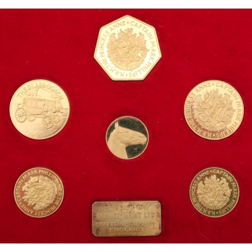 350 - COMMEMORATIVE a rare 22 CT gold cased set of six minted for the occasion of the wedding of HRH PRINC... 