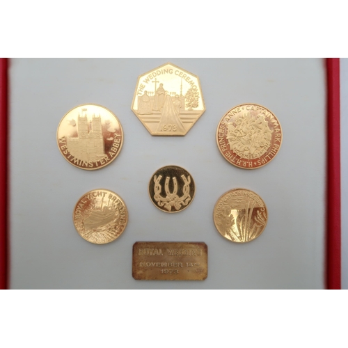 350 - COMMEMORATIVE a rare 22 CT gold cased set of six minted for the occasion of the wedding of HRH PRINC... 