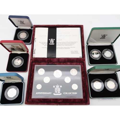 453 - ROYAL MINT United Kingdom 1996 silver proof anniversary coin collection, cased with certificate toge... 