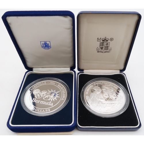 454 - ELIZABETH II (1952-2022)ROYAL MINT 1992 $5 proof silver coin commemorating Bermuda's participat... 