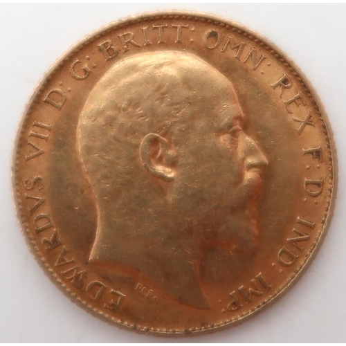 475 - EDWARD VII ½ Sovereign 1908Obverse portrait of King Edward VII facing right legend around EDWARDVS V... 