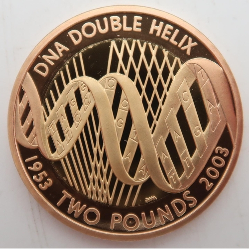 487 - Elizabeth II (1952-2022) DNA Double Helix; Gold Proof 2 Pounds 2003Obverse fourth crowned ... 