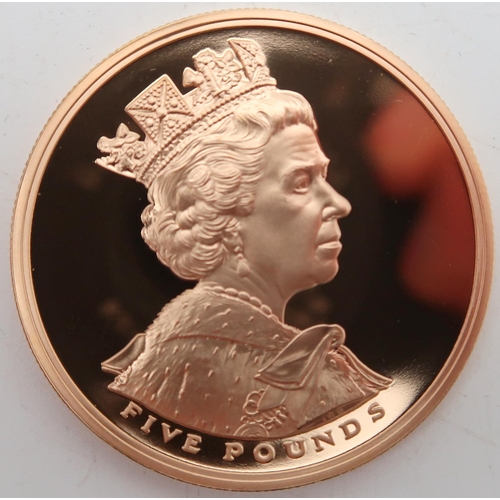 488 - Elizabeth II (1952-2022) Golden Jubilee; Gold Proof 5 Pounds 2002Obverse HM Queen Eli... 