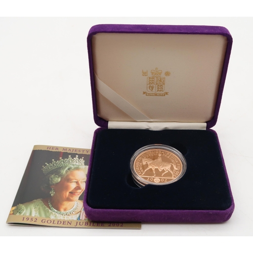 488 - Elizabeth II (1952-2022) Golden Jubilee; Gold Proof 5 Pounds 2002Obverse HM Queen Eli... 