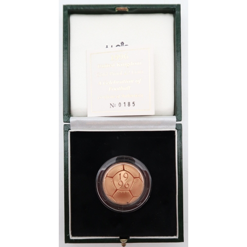 493 - ELIZABETH II UEFA Euro 1996 Gold Proof 2 Pounds Obverse third crowned portrait of HM Queen... 