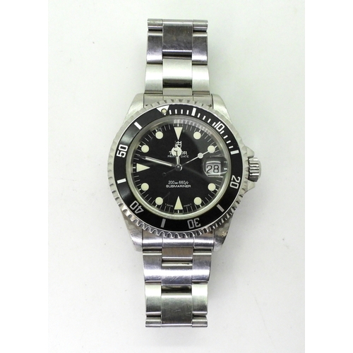 2909 - A TUDOR PRINCEDATE SUBMARINERcirca 1997, with black dial, luminous hands dot and chevron numerals, b... 