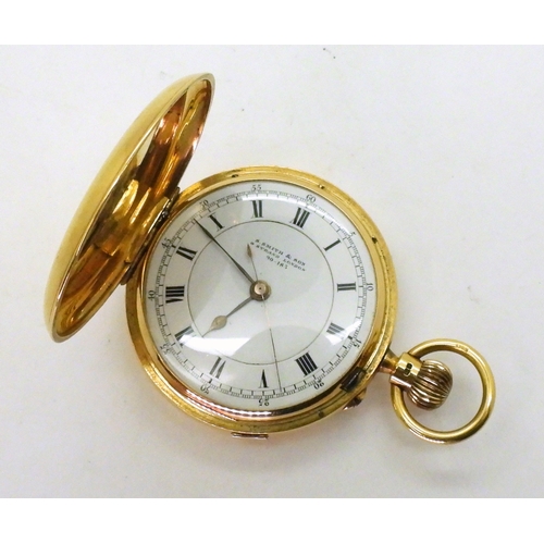 2915 - 18CT FULL HUNTER POCKET WATCHthe white dial and mechanism signed S. Smith & Son 9 Strand London ... 