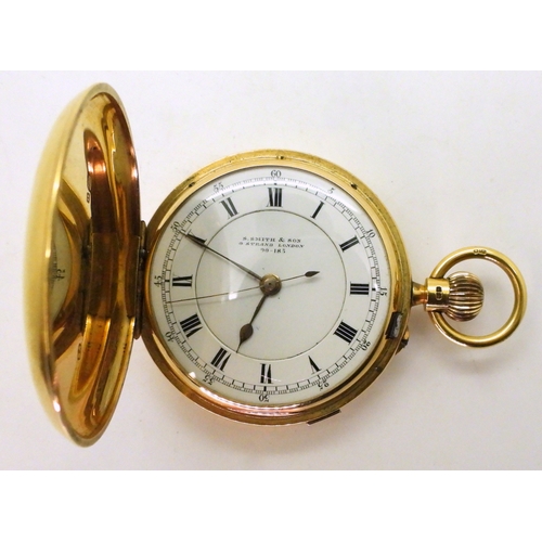 2915 - 18CT FULL HUNTER POCKET WATCHthe white dial and mechanism signed S. Smith & Son 9 Strand London ... 