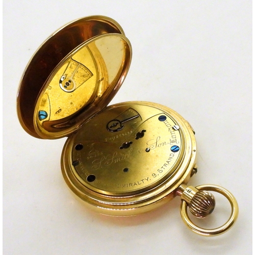 2915 - 18CT FULL HUNTER POCKET WATCHthe white dial and mechanism signed S. Smith & Son 9 Strand London ... 