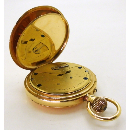 2915 - 18CT FULL HUNTER POCKET WATCHthe white dial and mechanism signed S. Smith & Son 9 Strand London ... 