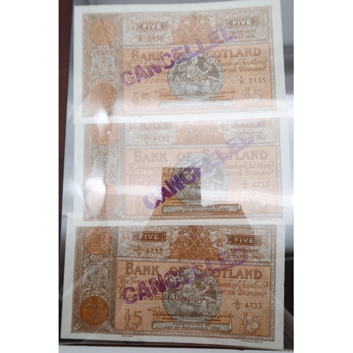 325 - Bank of Scotland a collection in a binder of banknotes with £100, £50, £20, £... 