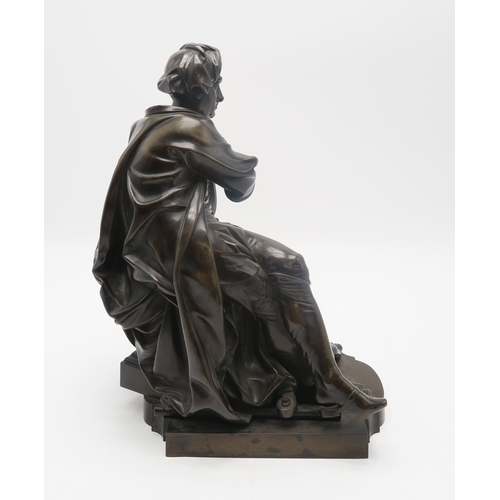 2259 - AFTER LOUIS FRANCOIS ROUBILIAC, GEORGE FRIDERIC HANDEL AS APOLLObronze, cast by Elkington & Co, ... 