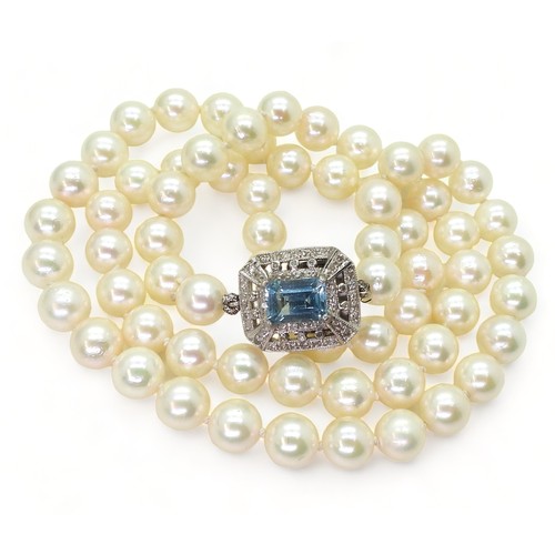 2711 - PEARLS WITH A DECORATIVE CLASPa string of good quality pearls each approx 6.3mm, overall length 48cm... 