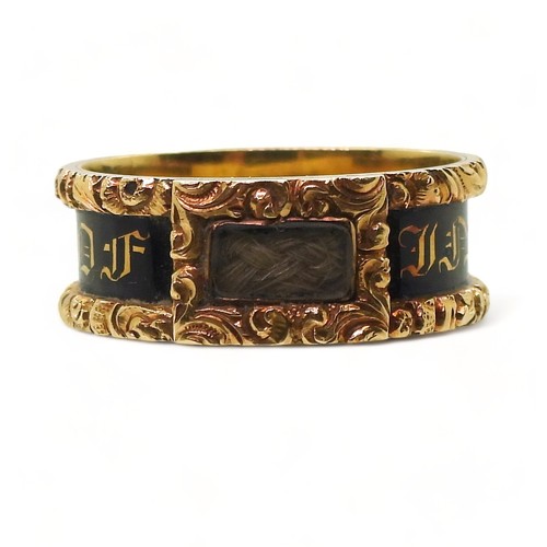 2724 - A MOURNING RINGwith Victorian London hallmarks for 1839, inscribed 'H. Waine died 30th January 1839 ... 