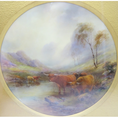 2264 - JOHN STINTON (1854-1956) A PAIR OF ROYAL WORCESTER PORCELAIN PLAQUESboth painted with cattle by a ri... 