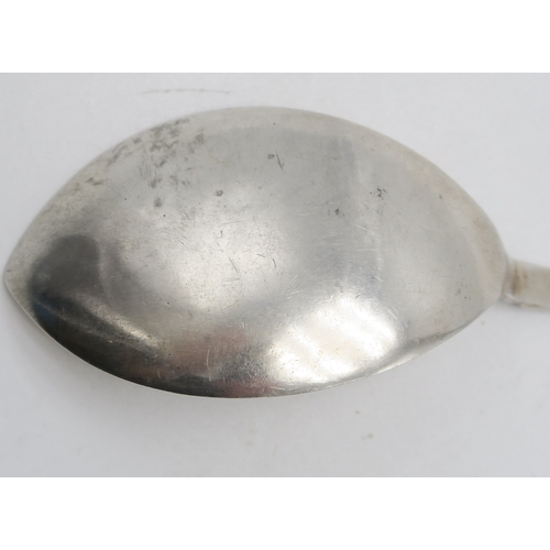 2510 - ALEXANDER RITCHIE; An Iona silver spoon, the petal-shaped bowl with floral decoration, the term... 