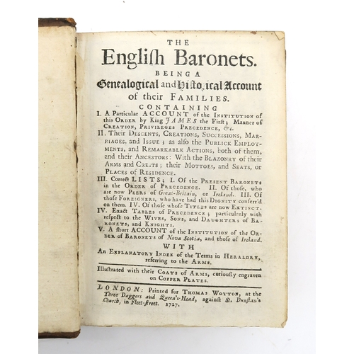 2579 - GENEALOGYThe English Baronets.Being a Genealogical and Historical Account of their FamiliesThree vol... 