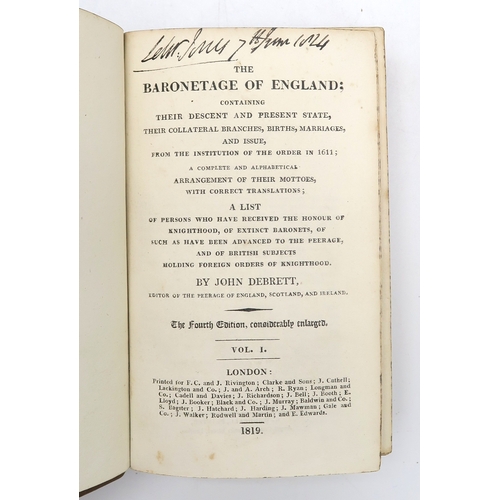 2579 - GENEALOGYThe English Baronets.Being a Genealogical and Historical Account of their FamiliesThree vol... 