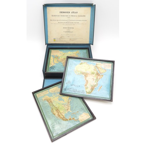 2575 - EMBOSSED WORLD ATLASRavenstein, August Embossed Atlas for Elementary Instruction in Physical Geograp... 