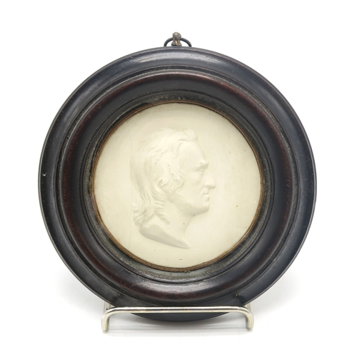 2631 - JOHN HENNING (SCOTTISH, 1771-1851) - A PLASTER MEDALLION SELF-PORTRAITIn relief, bust length and rig... 