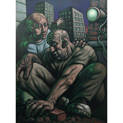 3034 - PETER HOWSON OBE (BRITISH B.1958)END OF THE ROADOil on canvas, signed lower right, 122 x 91.5cm (48 ... 