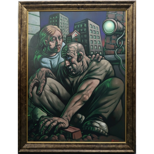 3034 - PETER HOWSON OBE (BRITISH B.1958)END OF THE ROADOil on canvas, signed lower right, 122 x 91.5cm (48 ... 