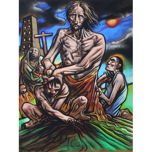 3036 - PETER HOWSON OBE (BRITISH B.1958)MIRACLEPastel, signed lower left, title and signature affixed verso... 