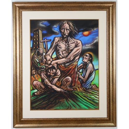 3036 - PETER HOWSON OBE (BRITISH B.1958)MIRACLEPastel, signed lower left, title and signature affixed verso... 