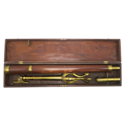 2613 - A VICTORIAN MAHOGANY AND LACQUERED BRASS LIBRARY TELESCOPE BY DOLLOND, LONDONSet upon a tripod base,... 