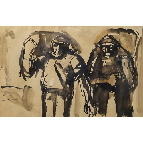 2986 - JOSEF HERMAN RA (POLISH/BRITISH 1911-2000)FISHERMEN (c1942)Ink and wash, 16 x 24.75cm (6.25 x 9.75