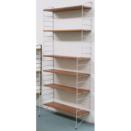 2108 - A MID 20TH CENTURY SWEDISH NISSE STRINNING, STRING MODULAR SHELVING SYSTEM comprising two stepp... 