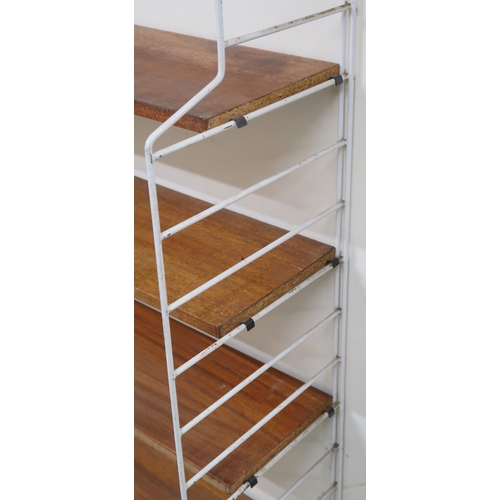 2108 - A MID 20TH CENTURY SWEDISH NISSE STRINNING, STRING MODULAR SHELVING SYSTEM comprising two stepp... 